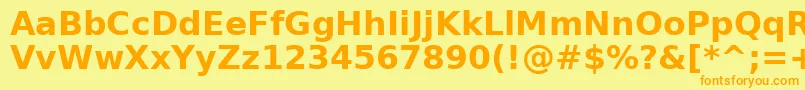 フォントVerabd – オレンジの文字が黄色の背景にあります。