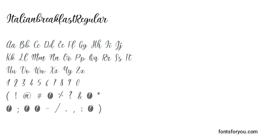ItalianbreakfastRegular Font – alphabet, numbers, special characters