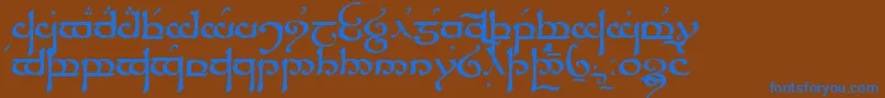 Sindar-Schriftart – Blaue Schriften auf braunem Hintergrund