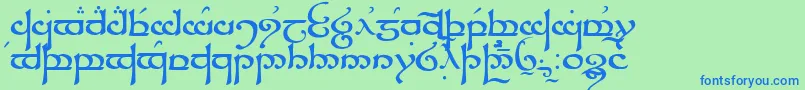 Sindar Font – Blue Fonts on Green Background