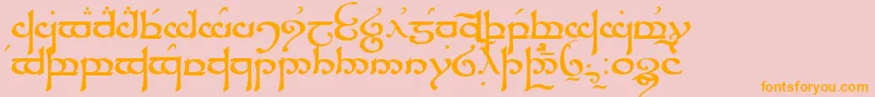 フォントSindar – オレンジの文字がピンクの背景にあります。