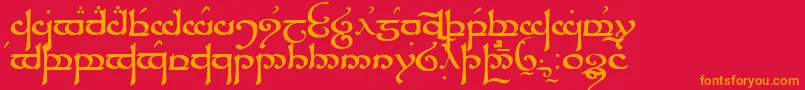 フォントSindar – 赤い背景にオレンジの文字