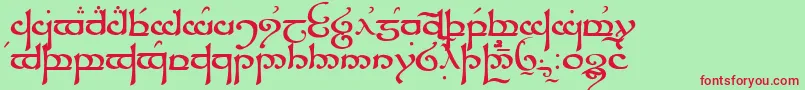 Sindar-Schriftart – Rote Schriften auf grünem Hintergrund