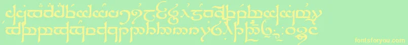 フォントSindar – 黄色の文字が緑の背景にあります