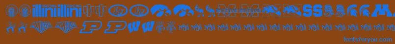 フォントBigTenMania – 茶色の背景に青い文字