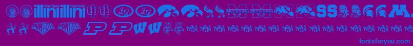BigTenMania-fontti – siniset fontit violetilla taustalla