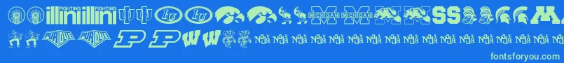 BigTenMania Font – Green Fonts on Blue Background