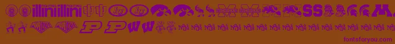 BigTenMania-Schriftart – Violette Schriften auf braunem Hintergrund