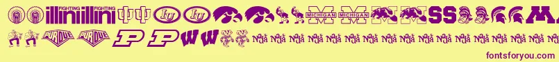 BigTenMania Font – Purple Fonts on Yellow Background