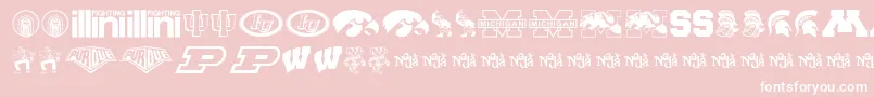 BigTenMania-fontti – valkoiset fontit vaaleanpunaisella taustalla