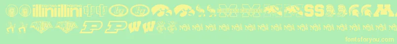 フォントBigTenMania – 黄色の文字が緑の背景にあります