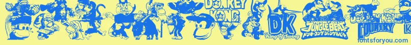 Fonte Dkw – fontes azuis em um fundo amarelo