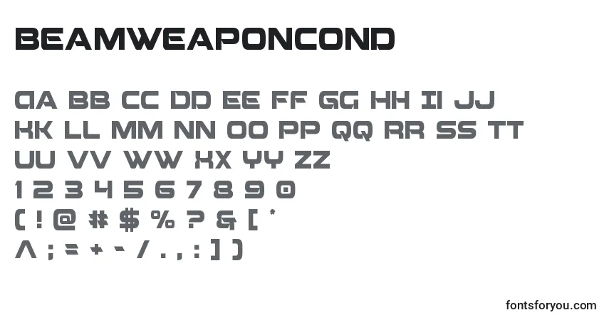 Beamweaponcondフォント–アルファベット、数字、特殊文字
