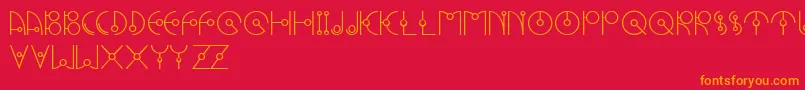 フォントUfoNestRegluar – 赤い背景にオレンジの文字