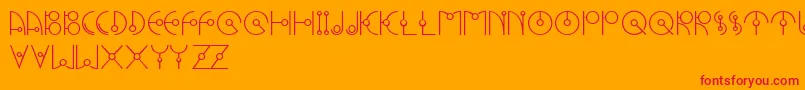 UfoNestRegluar-Schriftart – Rote Schriften auf orangefarbenem Hintergrund