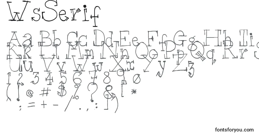 A fonte WsSerif – alfabeto, números, caracteres especiais