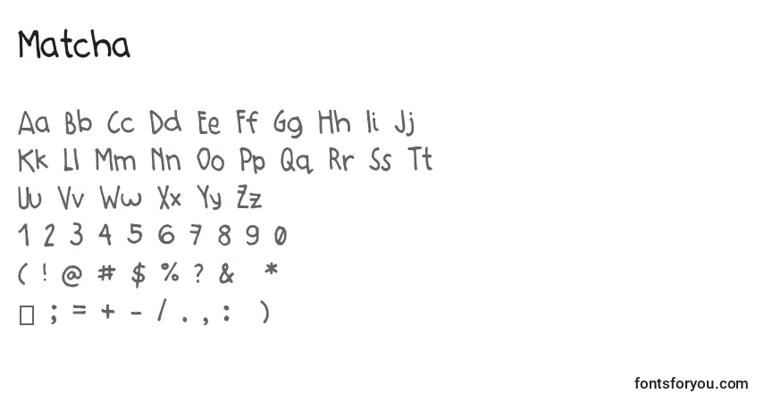 Шрифт Matcha – алфавит, цифры, специальные символы