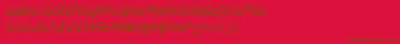 Matcha-Schriftart – Braune Schriften auf rotem Hintergrund