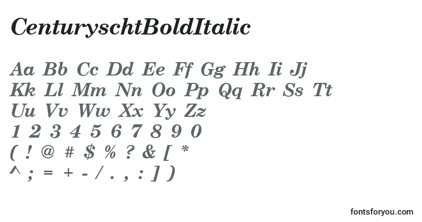 CenturyschtBoldItalic-fontti – aakkoset, numerot, erikoismerkit