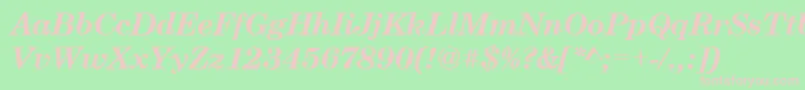 CenturyschtBoldItalic-fontti – vaaleanpunaiset fontit vihreällä taustalla