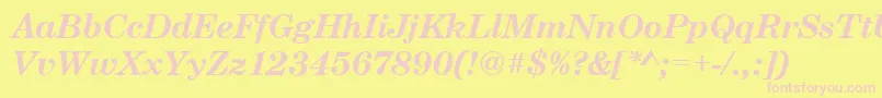 CenturyschtBoldItalic-fontti – vaaleanpunaiset fontit keltaisella taustalla