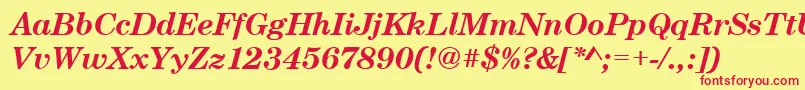 CenturyschtBoldItalic-Schriftart – Rote Schriften auf gelbem Hintergrund