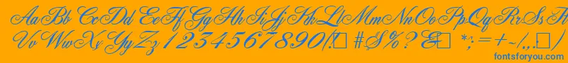 YorkshireRegular Font – Blue Fonts on Orange Background