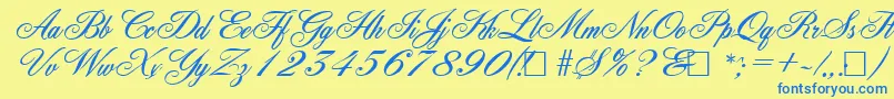 YorkshireRegular Font – Blue Fonts on Yellow Background