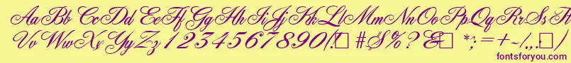 YorkshireRegular Font – Purple Fonts on Yellow Background