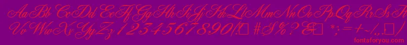 YorkshireRegular-Schriftart – Rote Schriften auf violettem Hintergrund