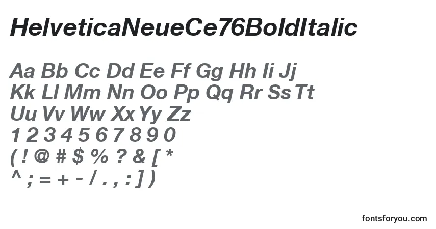 HelveticaNeueCe76BoldItalic Font – alphabet, numbers, special characters