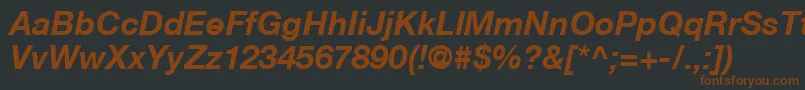 HelveticaNeueCe76BoldItalic Font – Brown Fonts on Black Background