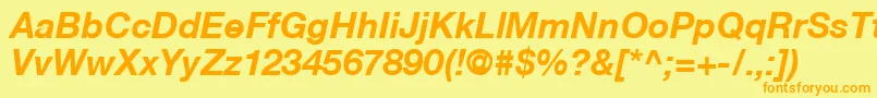 HelveticaNeueCe76BoldItalic Font – Orange Fonts on Yellow Background