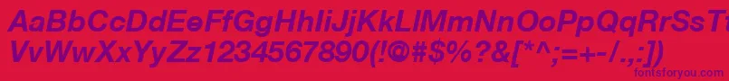 HelveticaNeueCe76BoldItalic Font – Purple Fonts on Red Background