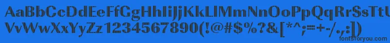 ImperialvjetRegular-fontti – mustat fontit sinisellä taustalla