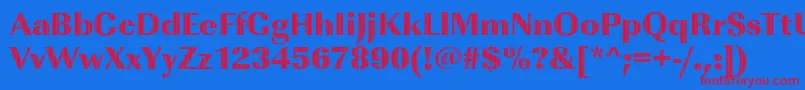 フォントImperialvjetRegular – 赤い文字の青い背景