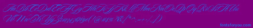 SloopScriptone-Schriftart – Blaue Schriften auf violettem Hintergrund