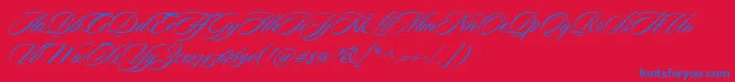 SloopScriptone-Schriftart – Blaue Schriften auf rotem Hintergrund