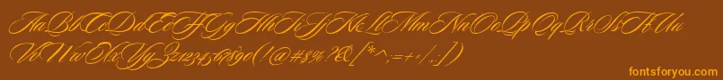 SloopScriptone Font – Orange Fonts on Brown Background