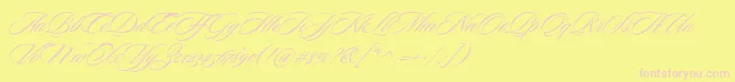 SloopScriptone-Schriftart – Rosa Schriften auf gelbem Hintergrund