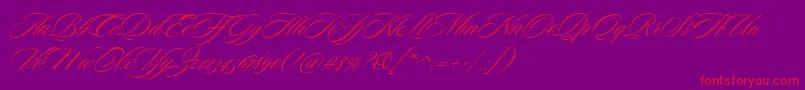 SloopScriptone-Schriftart – Rote Schriften auf violettem Hintergrund