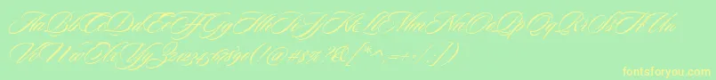 SloopScriptone-Schriftart – Gelbe Schriften auf grünem Hintergrund