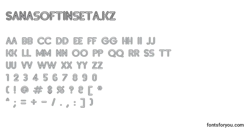 Шрифт SanasoftInsetA.Kz – алфавит, цифры, специальные символы