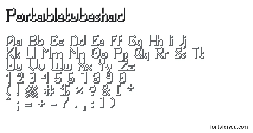 Czcionka Portabletubeshad – alfabet, cyfry, specjalne znaki