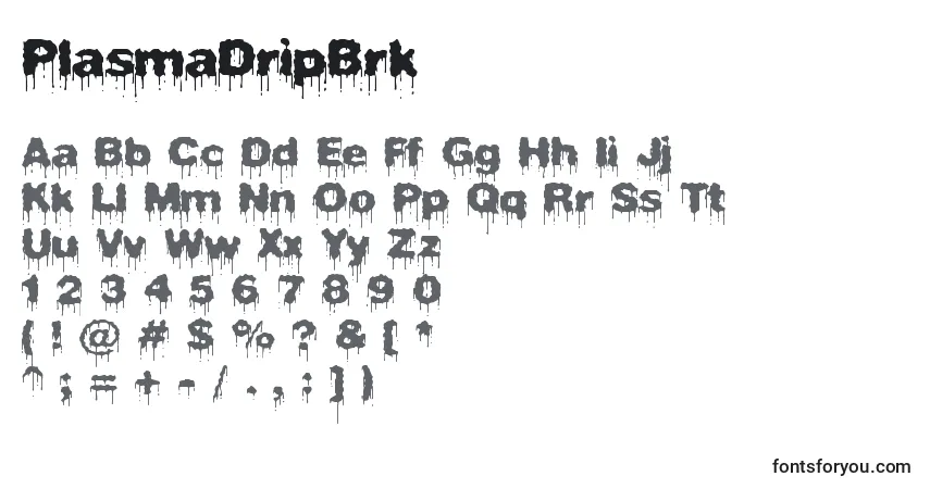 Schriftart PlasmaDripBrk – Alphabet, Zahlen, spezielle Symbole