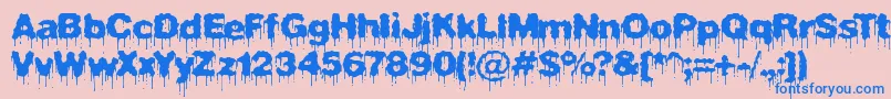 PlasmaDripBrk-Schriftart – Blaue Schriften auf rosa Hintergrund