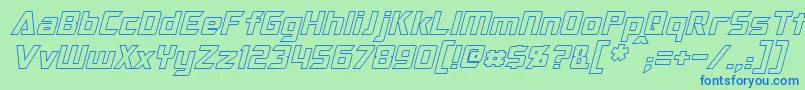 OptimusHollowItalic Font – Blue Fonts on Green Background