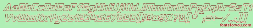 OptimusHollowItalic Font – Red Fonts on Green Background