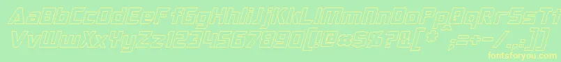 OptimusHollowItalic Font – Yellow Fonts on Green Background