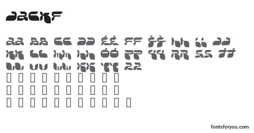 Schriftart Jackf – Alphabet, Zahlen, spezielle Symbole